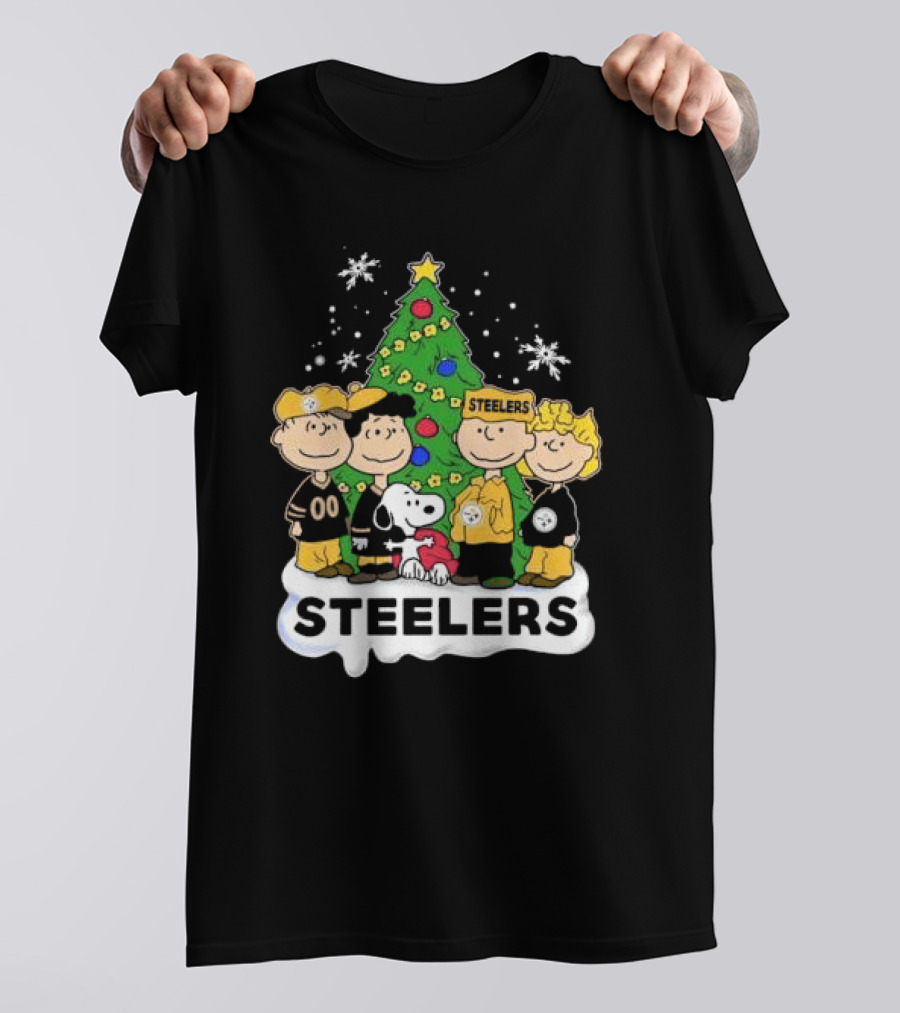 Steelers Snoopy And Friends Christmas Tree T-Shirt