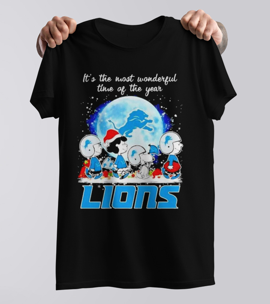 Peanuts Detroit Lions Christmas It’s The Most Wonderful Time Of The Year T-Shirt
