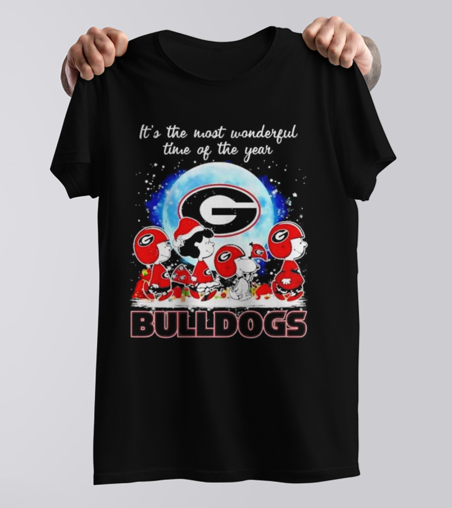 Peanuts Georgia Bulldogs Most Wonderful Time Christmas T-Shirt