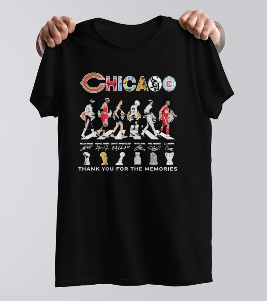 Chicago Legends Walter Payton Michael Jordan Dennis Rodman Patrick Kane Ernie Banks Thank You For The Memories T-Shirt