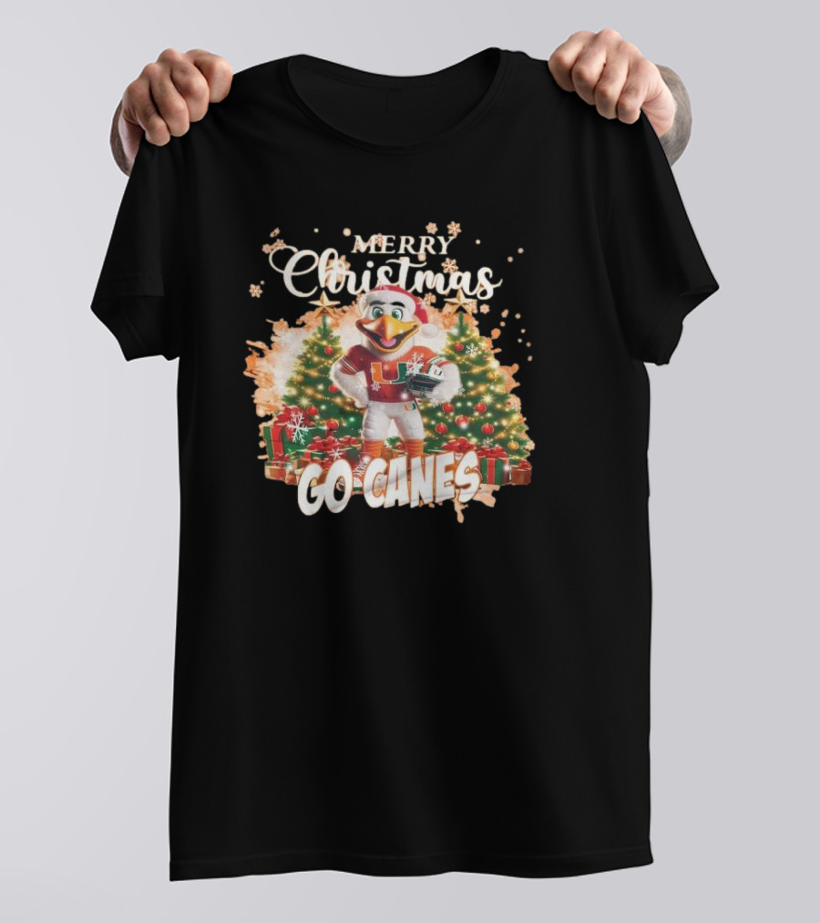 Merry Christmas Miami Hurricanes Go Canes Holiday Cheer T-Shirt