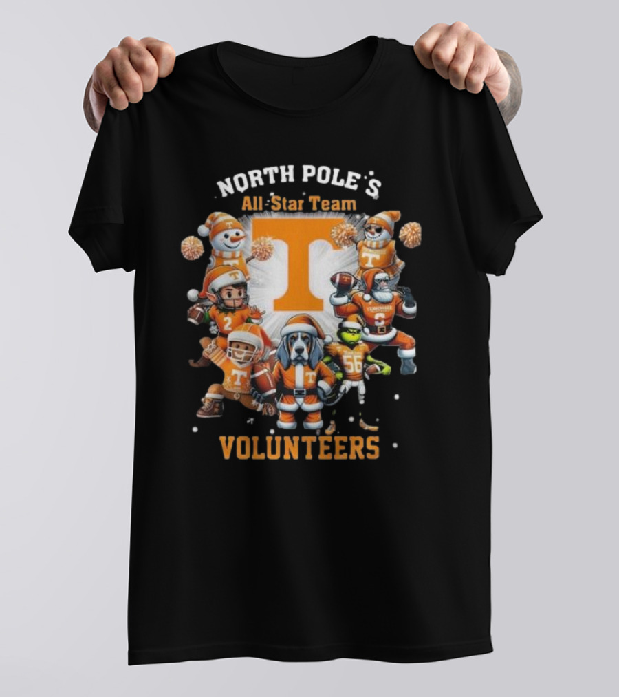 Tennessee Volunteers North Pole All-Star Team Christmas Characters T-Shirt