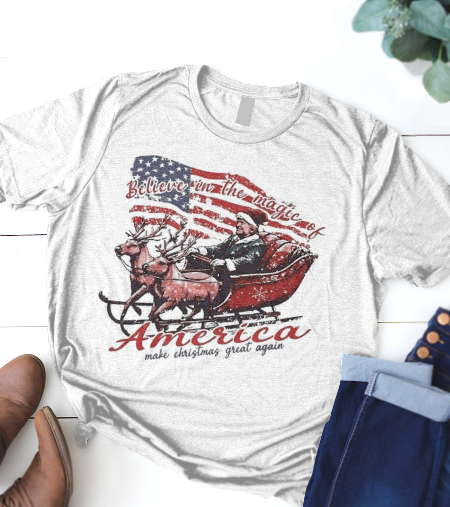 Believe In The Magic Of America Make Christmas Great Again America T-Shirt