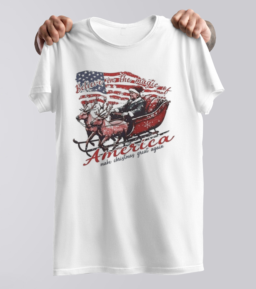 Believe In The Magic Of America Make Christmas Great Again America T-Shirt