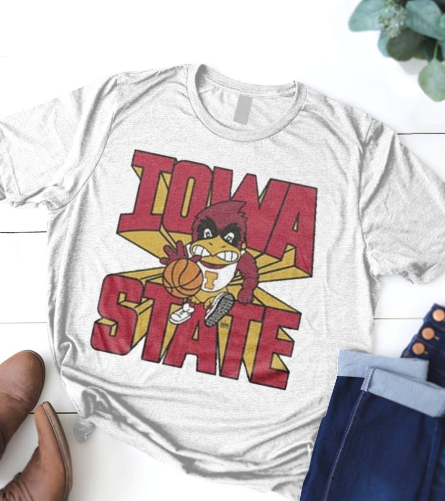 Iowa State Cyclones Basketball Mascot Dribbling Cartoon T-Shirt