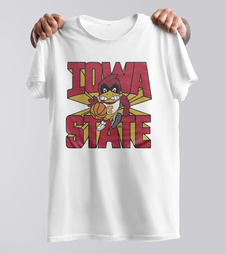 Iowa State Cyclones Basketball Mascot Dribbling Cartoon T-Shirt