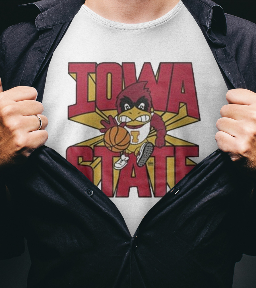 Iowa State Cyclones Basketball Mascot Dribbling Cartoon T-Shirt