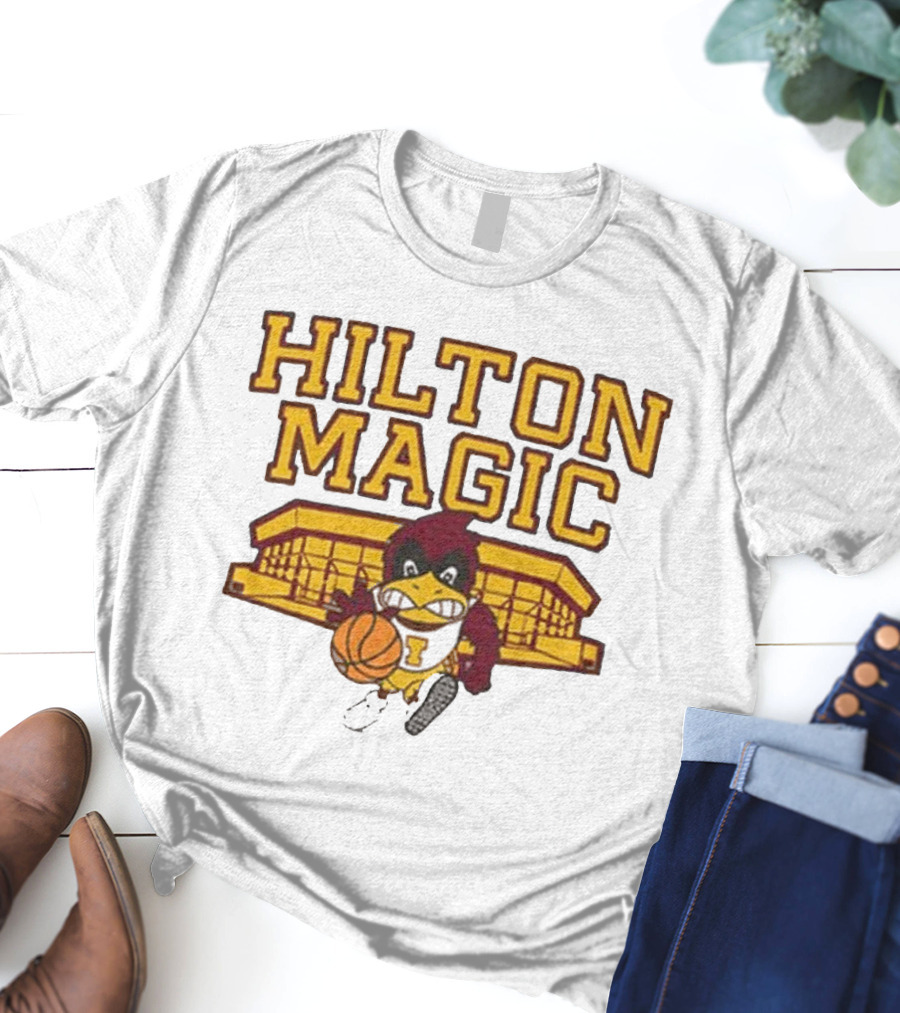 Iowa State Hilton Magic Cyclones Basketball Mascot With Hilton Coliseum T-Shirt