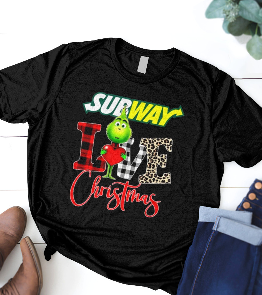 SUBWAY Grinch Love Heart Christmas T-Shirt