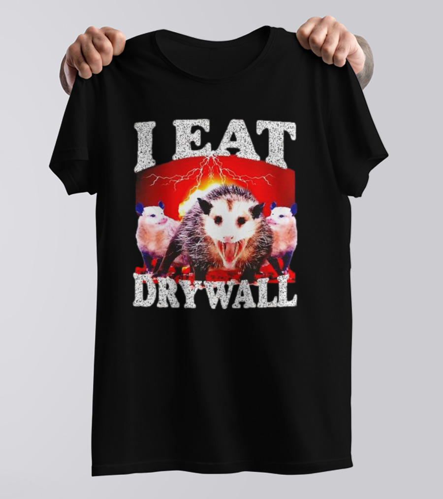 I Eat Drywall Opossum Trio Lightning Background T-Shirt