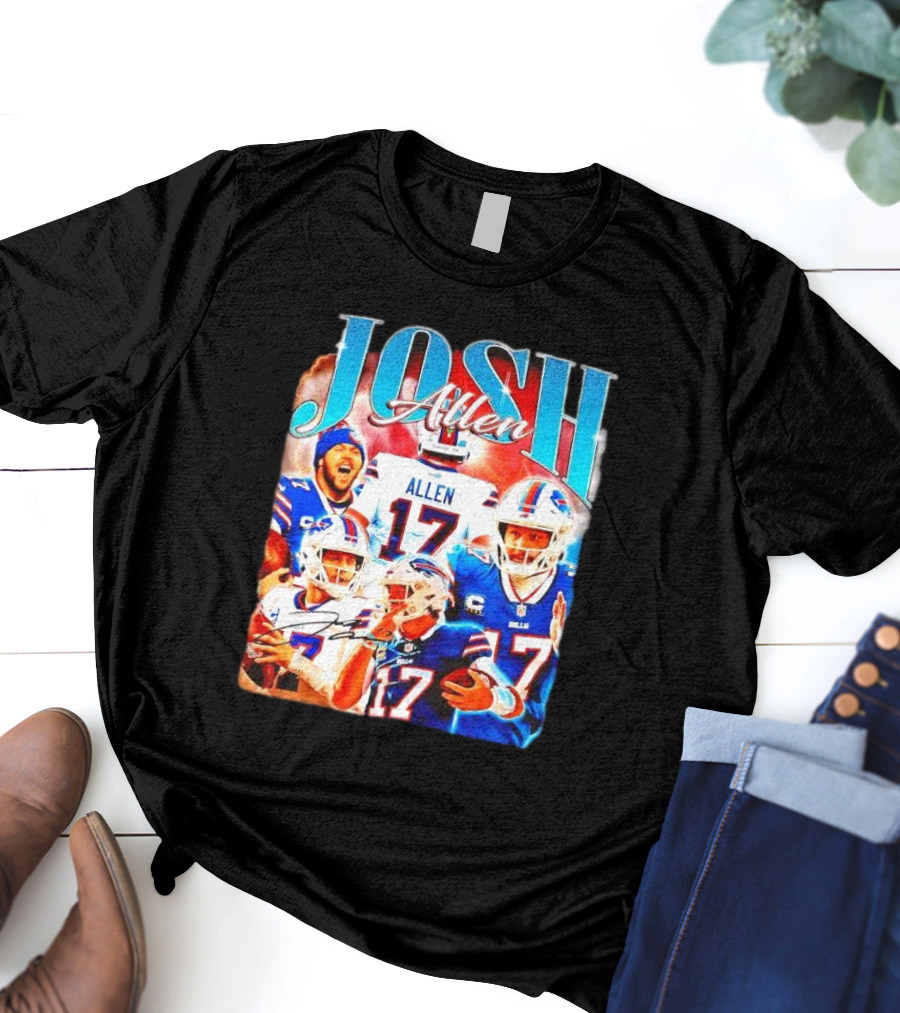 Josh Allen 17 Buffalo Bills Signature Vintage Retro Bootleg 90s T-Shirt