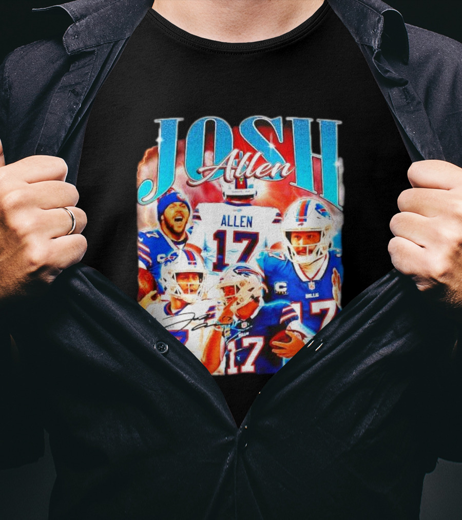 Josh Allen 17 Buffalo Bills Signature Vintage Retro Bootleg 90s T-Shirt
