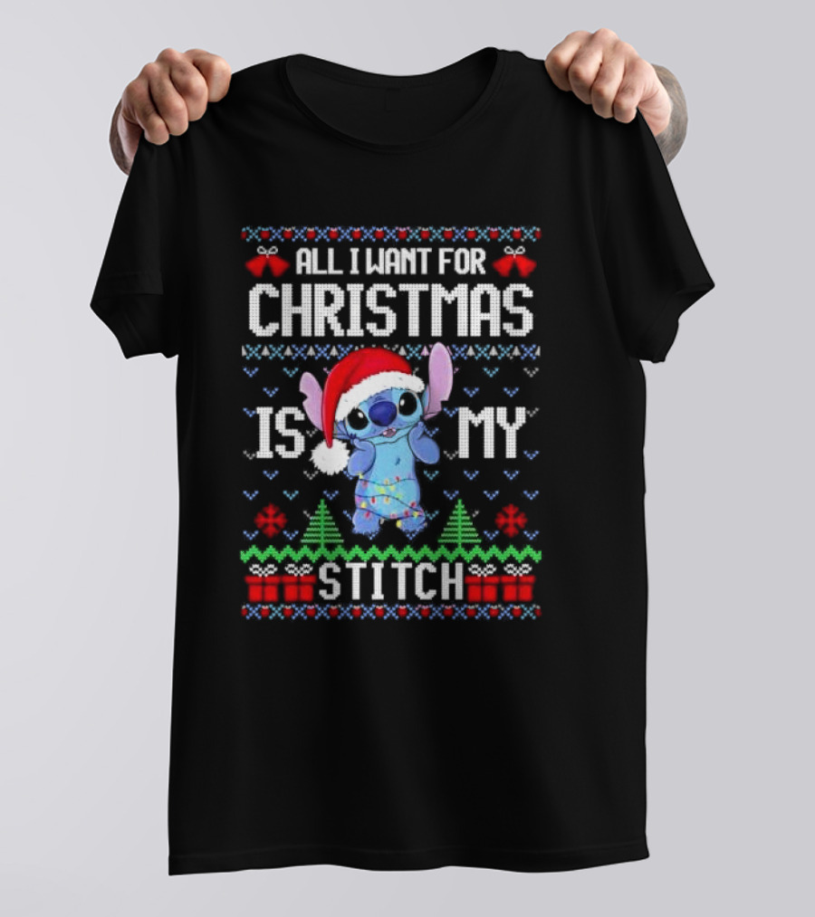 Santa Stitch All I Want For Christmas Is My Stitch Ugly Christmas T-Shirt