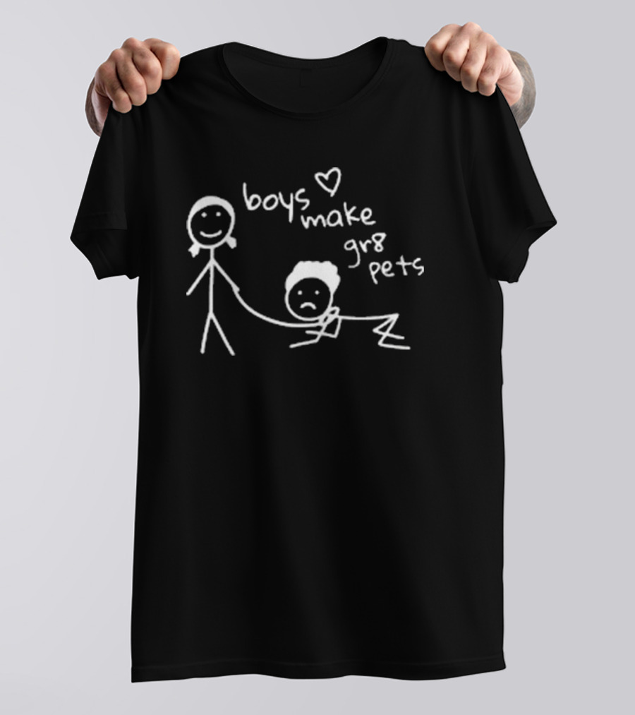 Boys Make Gr8 Pets Stick Figure Drawing With Heart T-Shirt