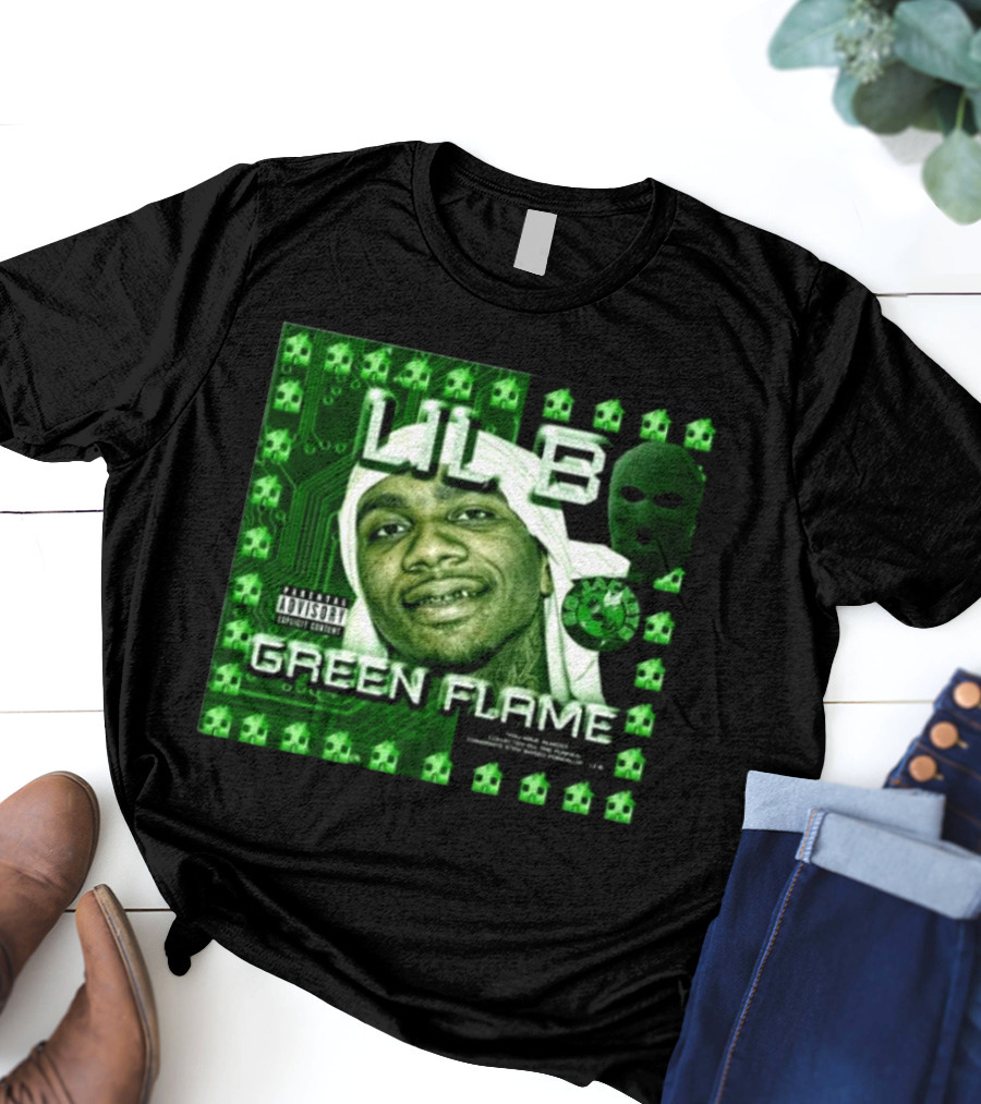 LIL B Green Flame Album Cover Art With Circuit Background And Face T-Shirt