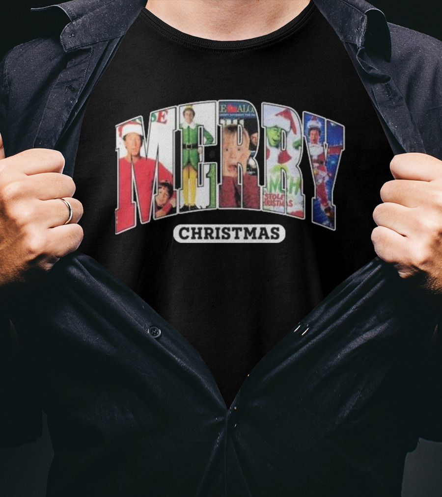 Merry Christmas Collection Movie Characters For Fans T-Shirt