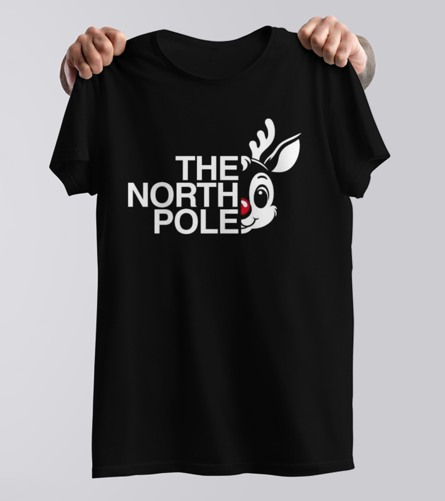 The North Pole Christmas Rudolph Reindeer Face T-Shirt