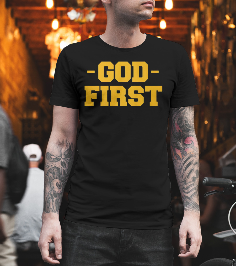 Tony Dungy God First Inspirational Christian Coach Message T-Shirt