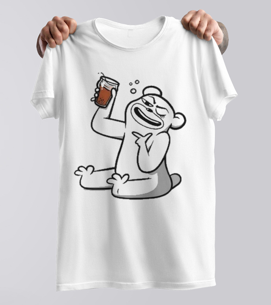 Cotton Bureau Root Bear Cartoon With Beverage T-Shirt