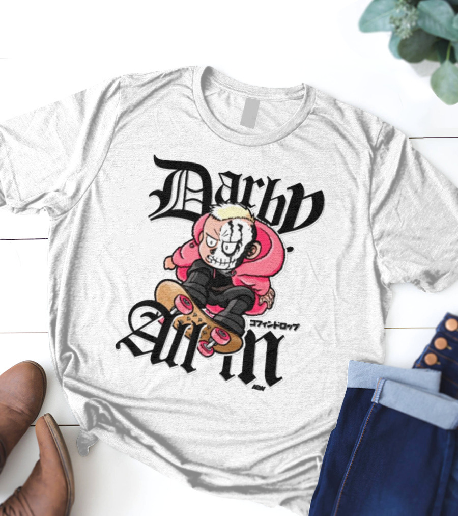 Darby Allin Skateboarding Cartoon Character With Face Paint T-Shirt