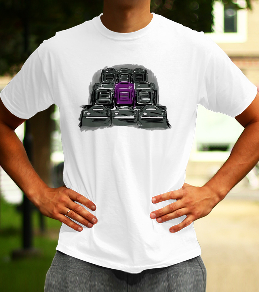 Grimace The Purple Seat Among Gray Car Seats T-Shirt