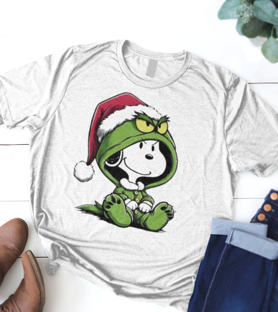 Grinch Snoopy Santa Costume Christmas T-Shirt