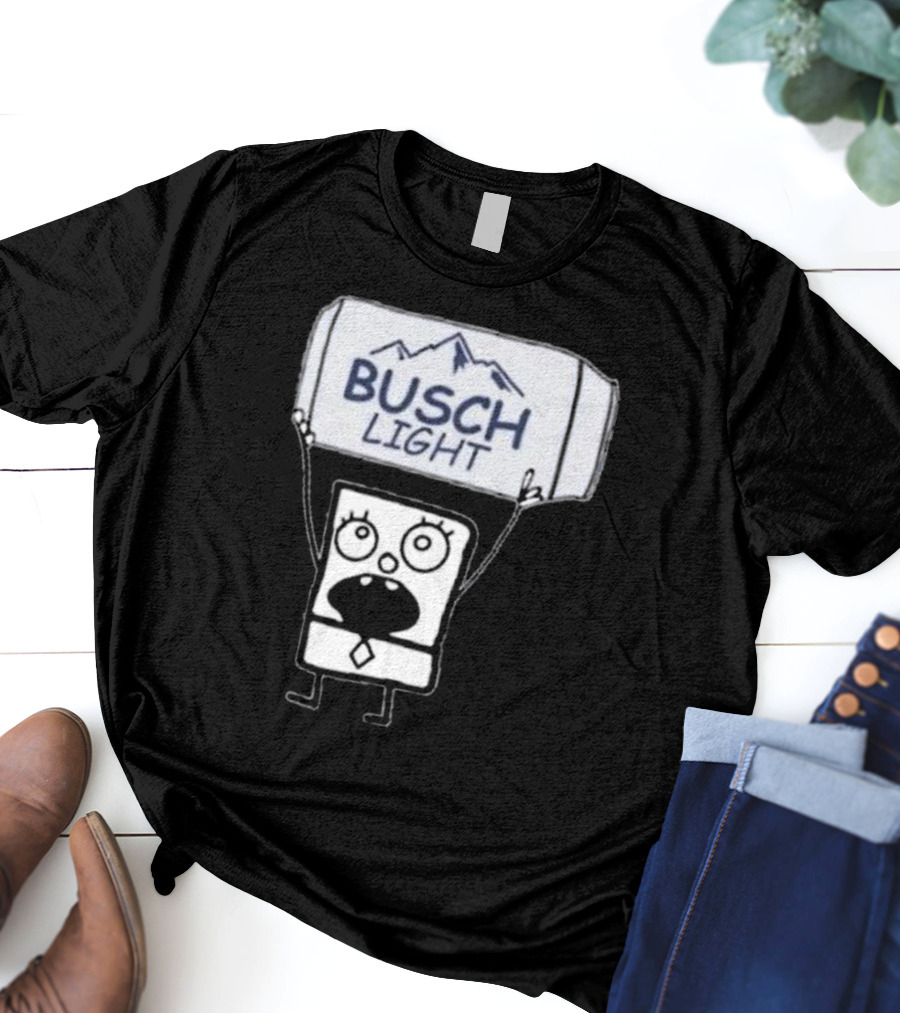 Doodlebob Holding Busch Light Can T-Shirt