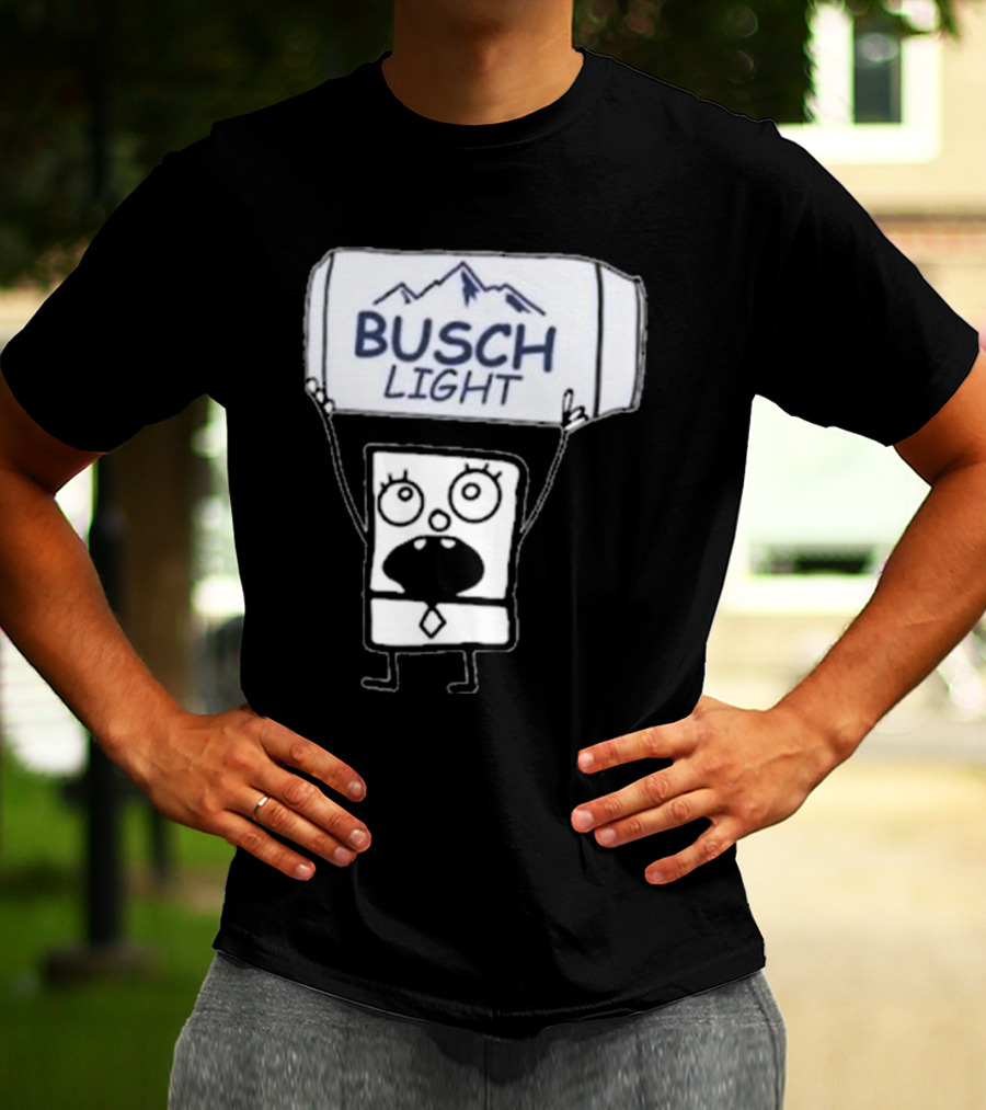 Doodlebob Holding Busch Light Can T-Shirt