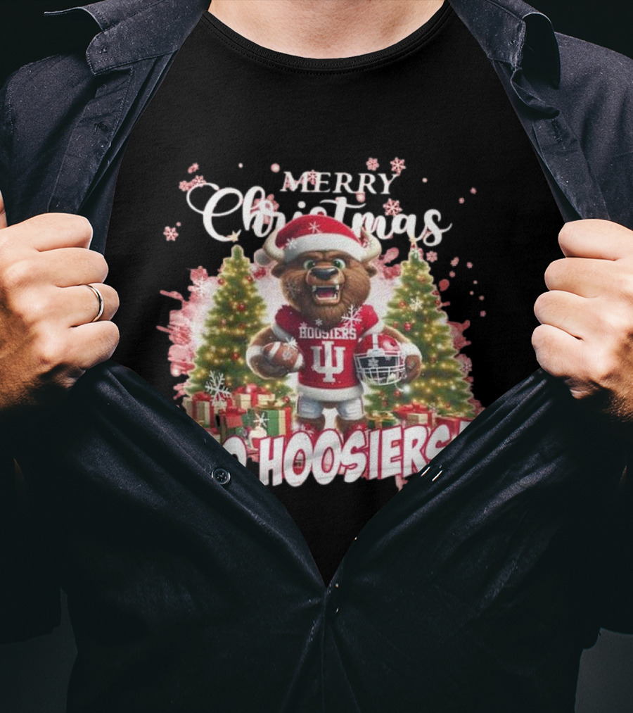 Merry Christmas Go Hoosiers Indiana Football T-Shirt
