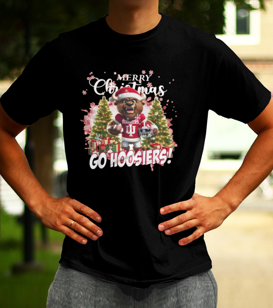 Merry Christmas Go Hoosiers Indiana Football T-Shirt