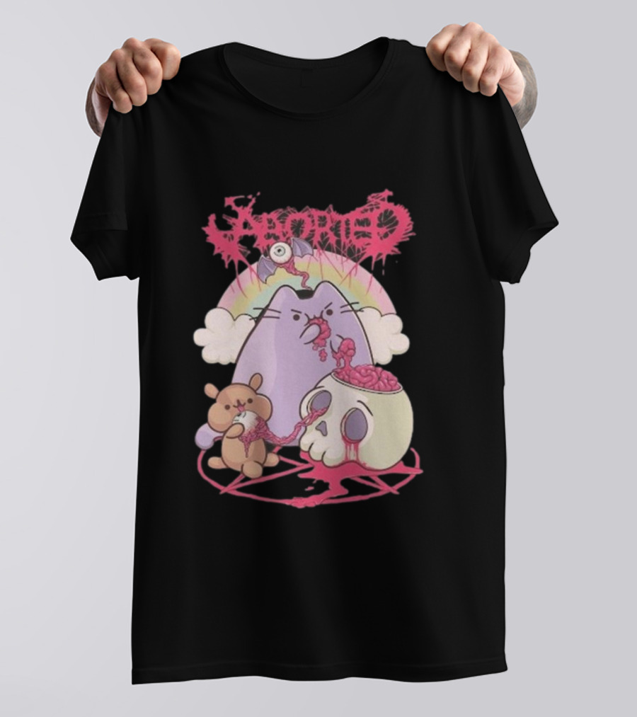 Indiemerch Store Aborted Cute Cat With Teddy And Skull Nomnom T-Shirt