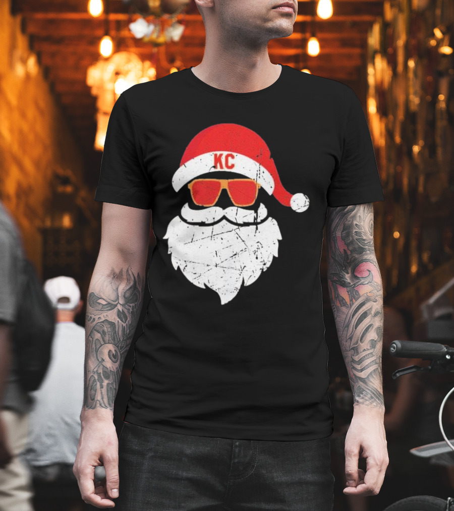 Kansas City Chiefs KC Santa Claus Christmas Holiday T-Shirt