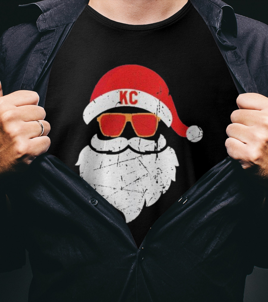 Kansas City Chiefs KC Santa Claus Christmas Holiday T-Shirt