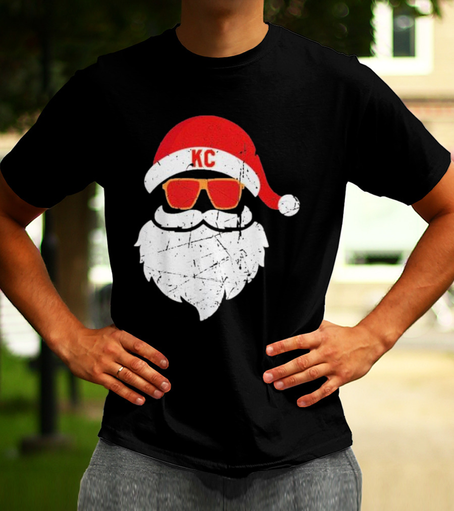 Kansas City Chiefs KC Santa Claus Christmas Holiday T-Shirt