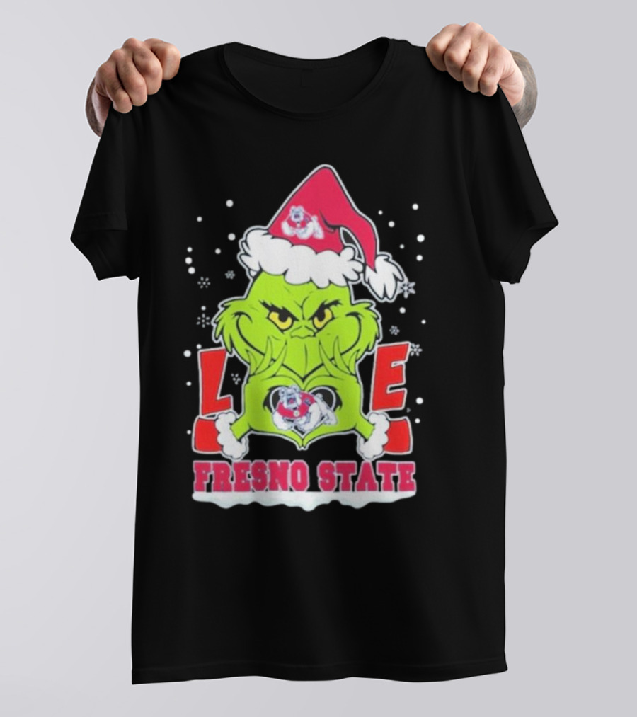 The Grinch Love Fresno State Bulldogs Christmas T-Shirt