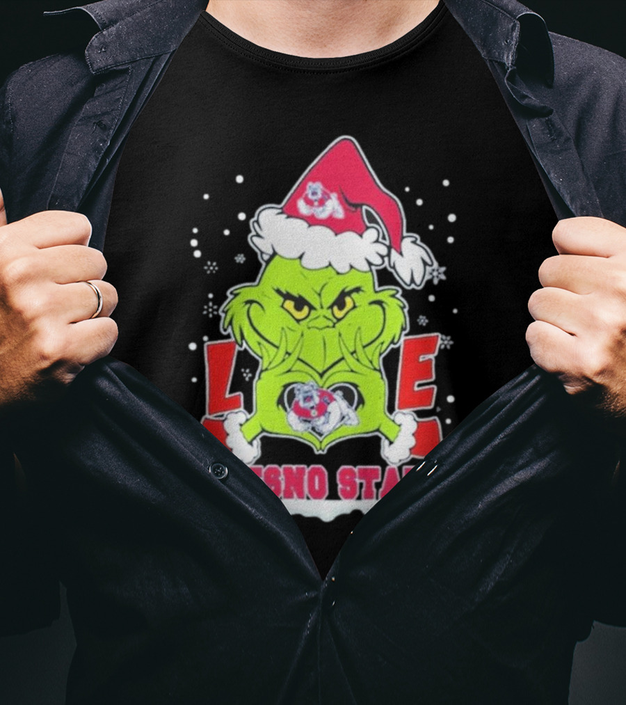 The Grinch Love Fresno State Bulldogs Christmas T-Shirt