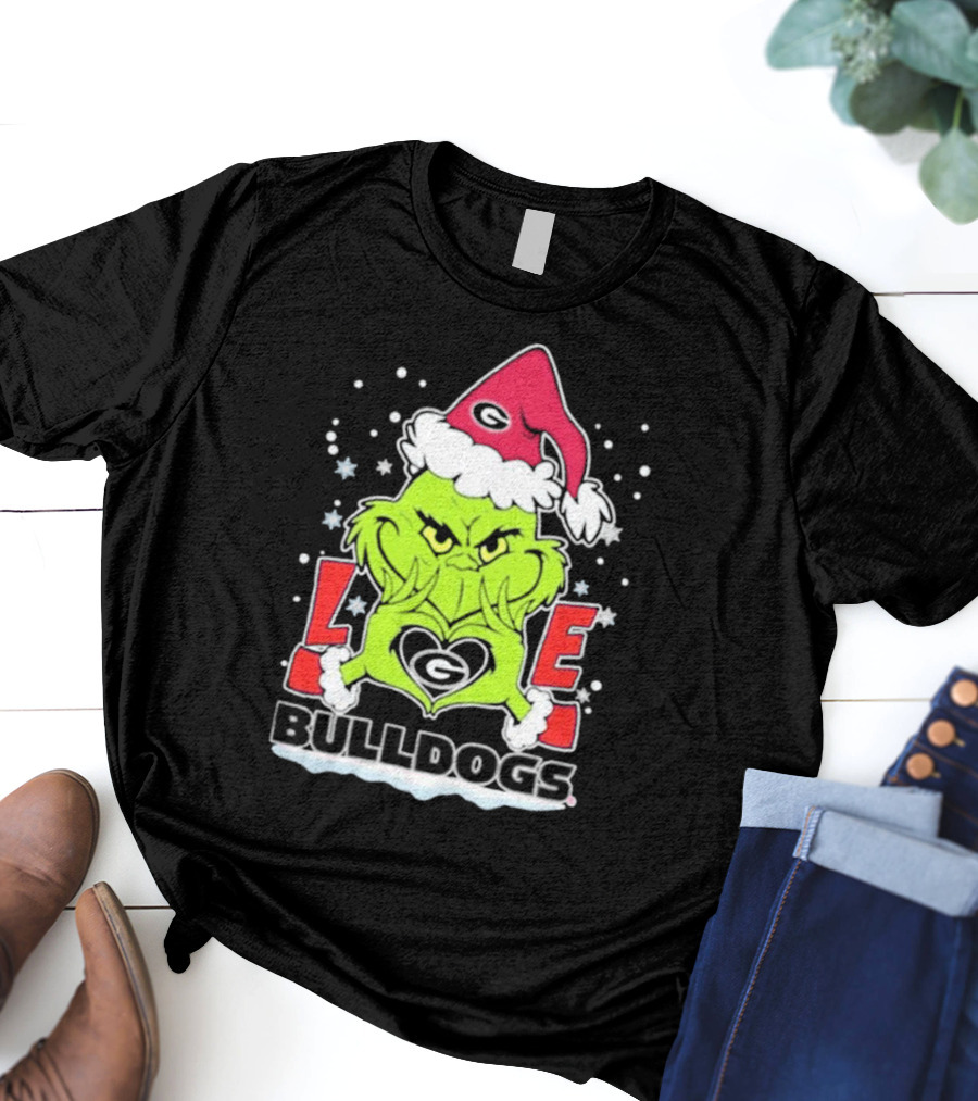 The Grinch Love Georgia Bulldogs Christmas Football T-Shirt