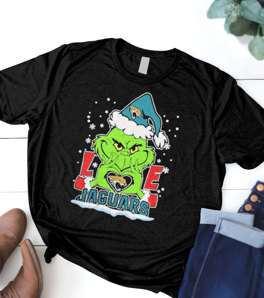 The Grinch Love Jacksonville Jaguars Football Christmas T-Shirt