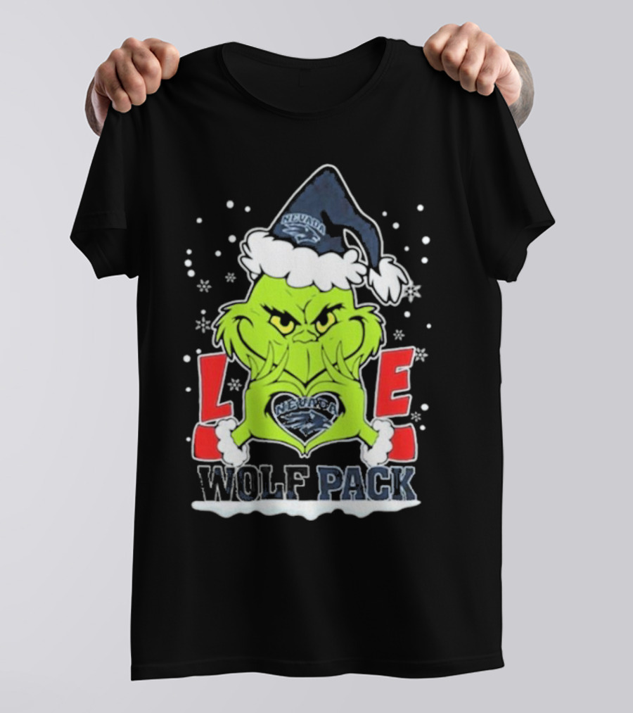 The Grinch Love Nevada Wolf Pack Football Christmas T-Shirt