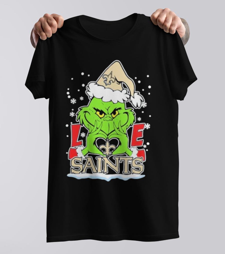 The Grinch Love New Orleans Saints Football Christmas T-Shirt