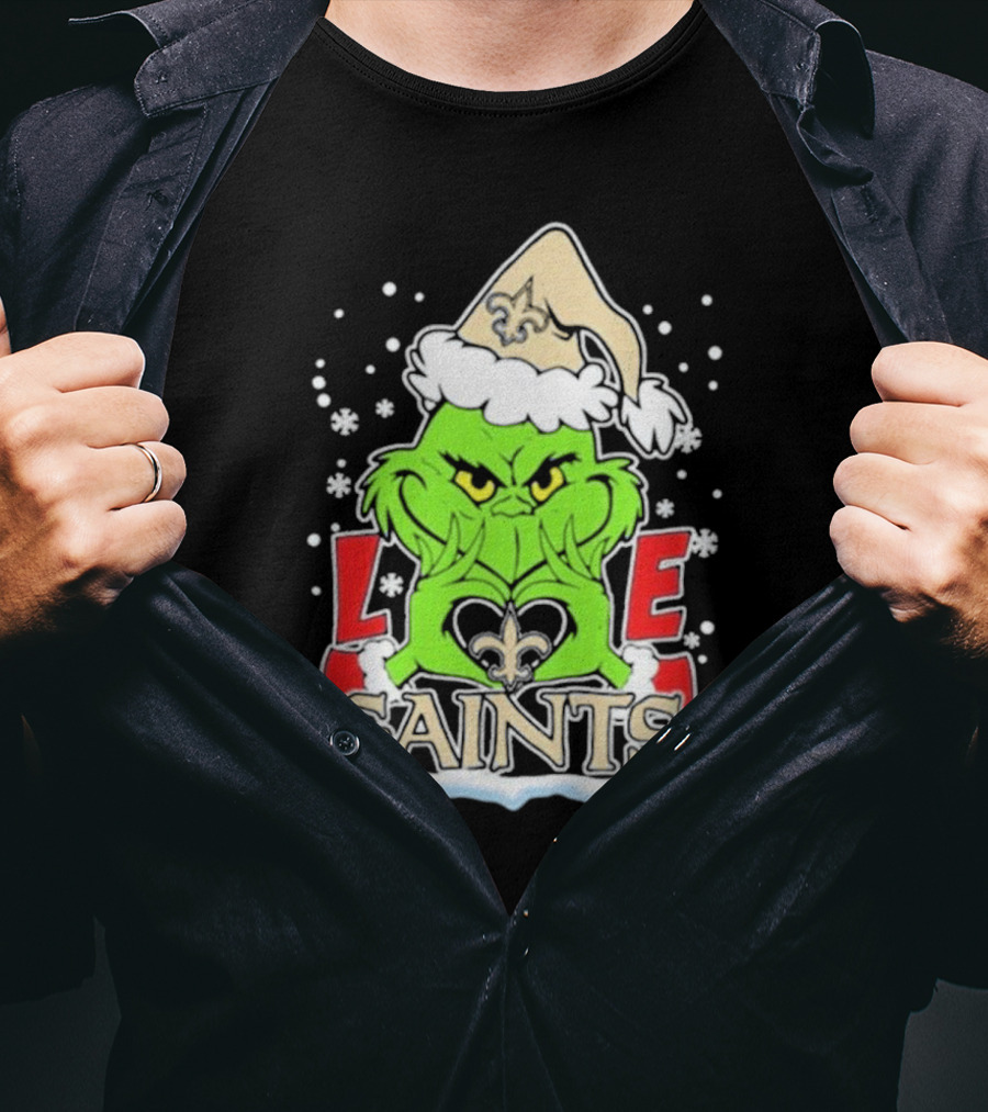 The Grinch Love New Orleans Saints Football Christmas T-Shirt