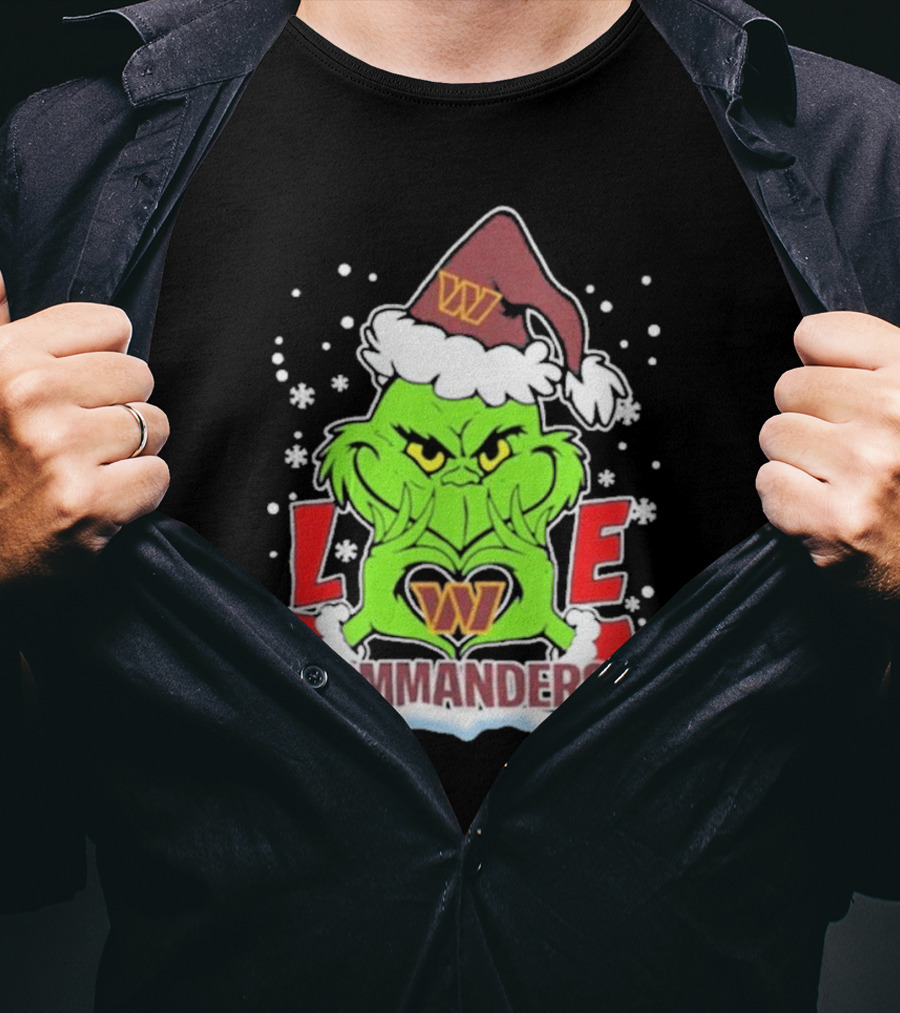 Grinch Christmas Love Washington Commanders Football T-Shirt