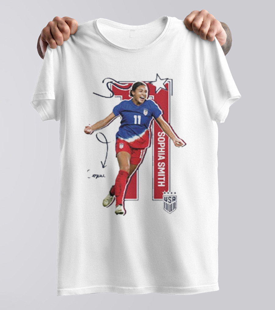 USWNT Sophia Smith 11 USA Signature T-Shirt