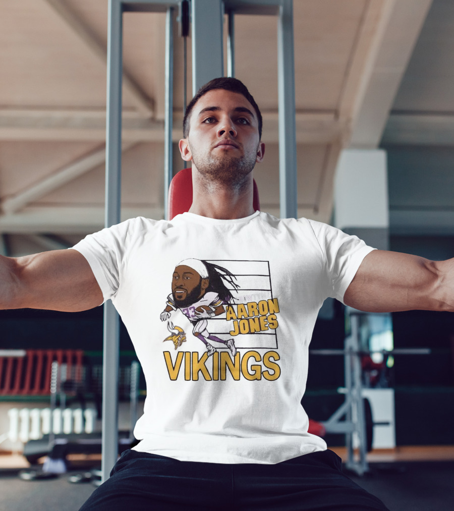 Vikings Showtyme Aaron Jones Football Cartoon Running T-Shirt