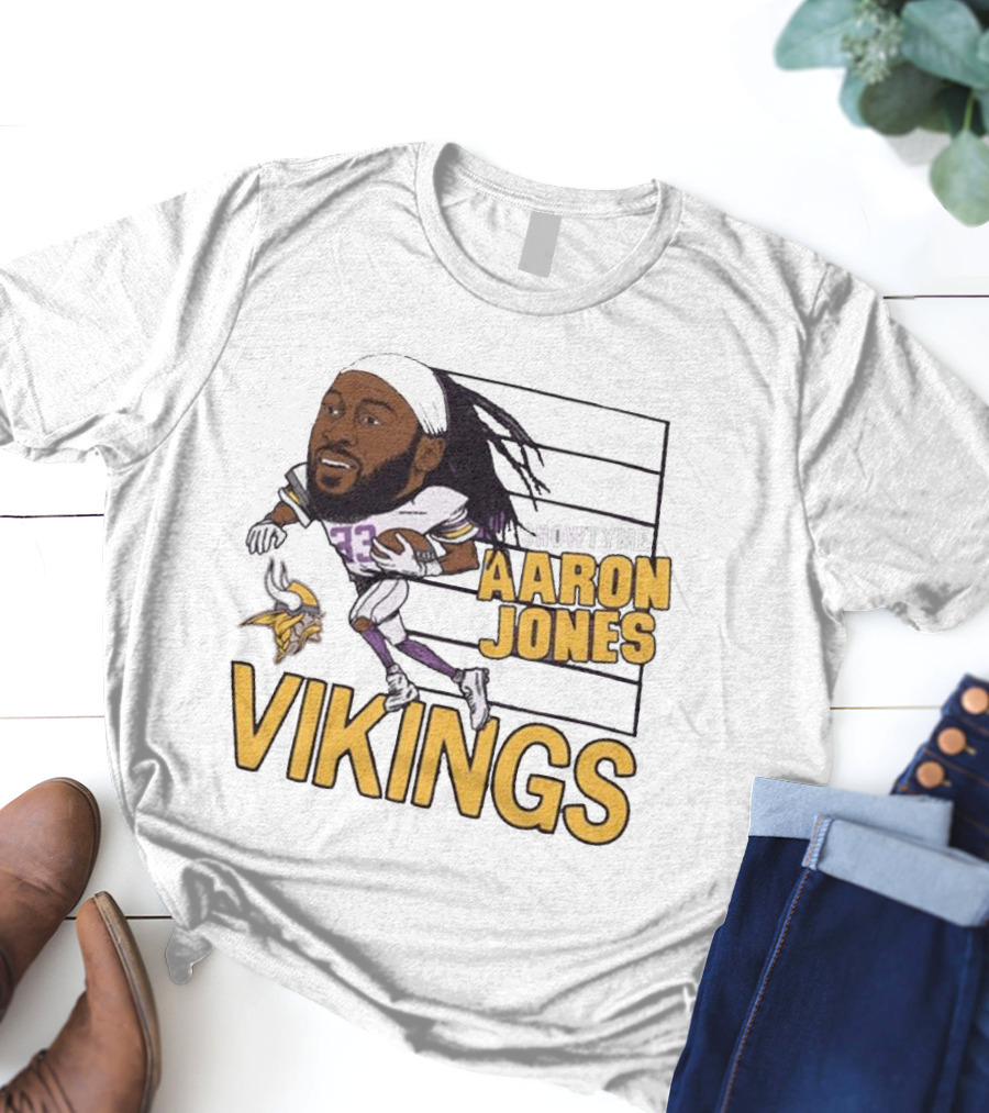 Vikings Showtyme Aaron Jones Football Cartoon Running T-Shirt