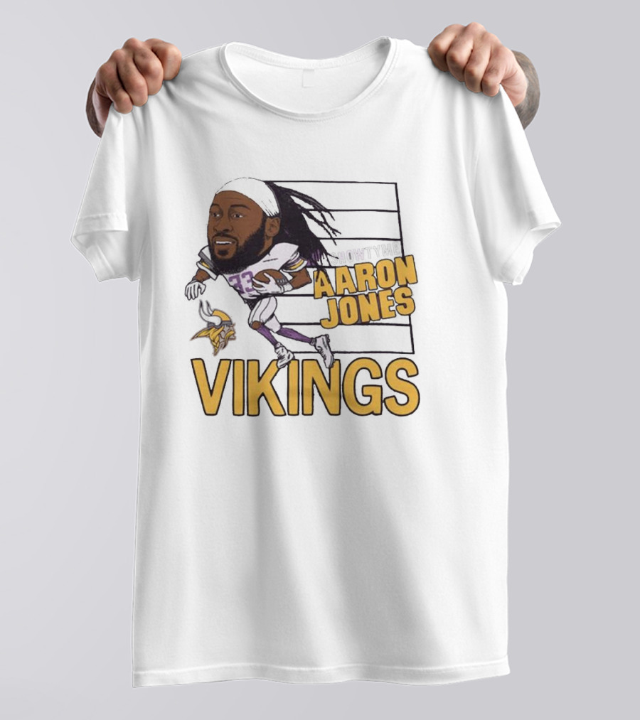 Vikings Showtyme Aaron Jones Football Cartoon Running T-Shirt