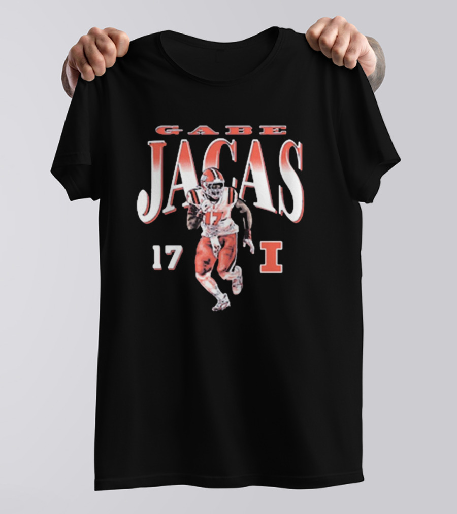 Gabe Jacas 17 Illinois Fighting Illini Football Player I T-Shirt