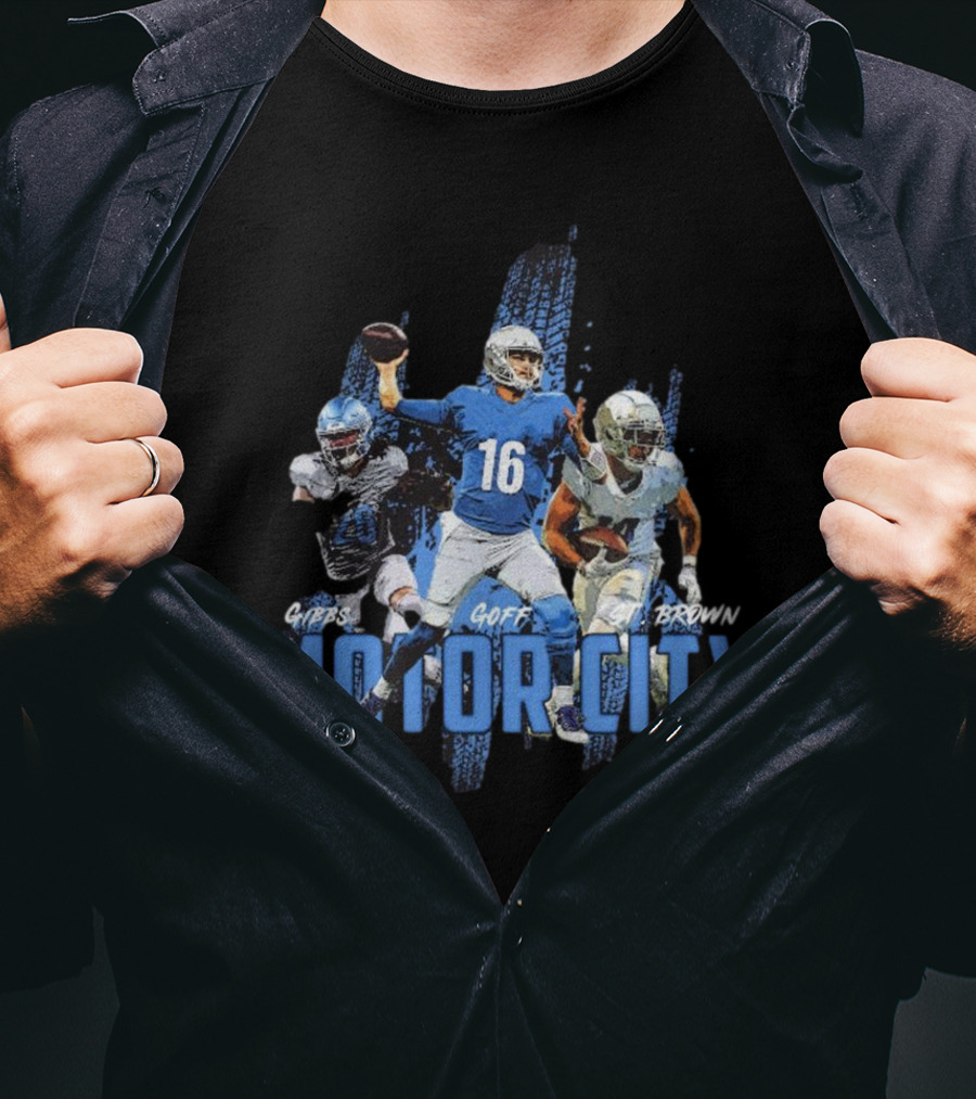 Motor City Gibbs Goff St Brown Detroit Lions Football NFL Players T-Shirt