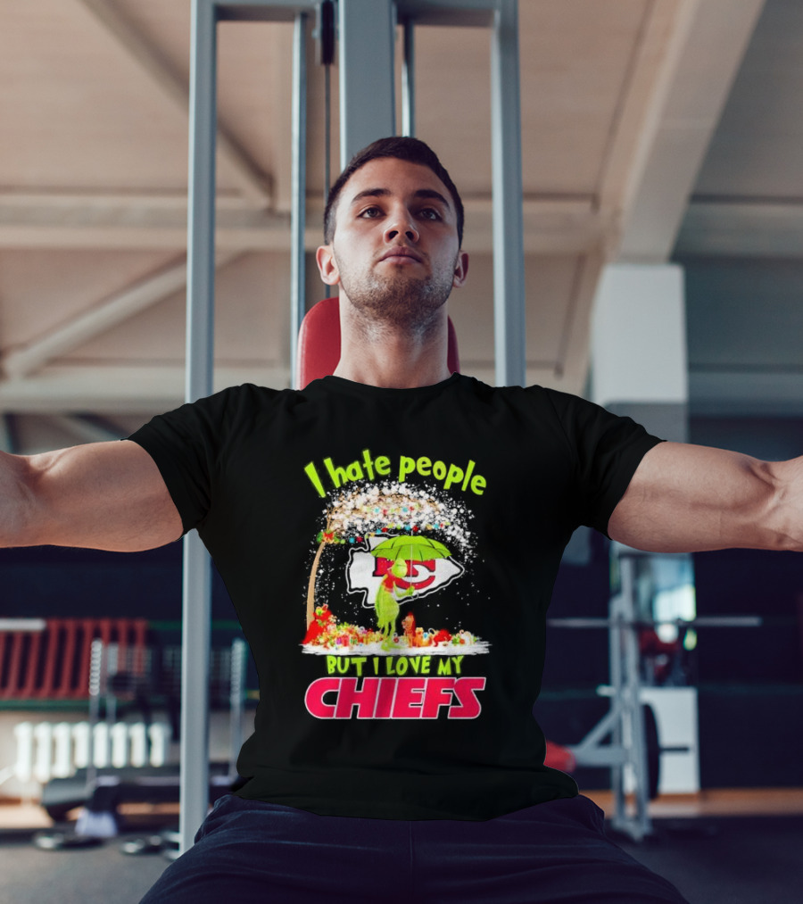 I Hate People But I Love My Chiefs Grinch And Max Kansas City Chiefs Christmas T-Shirt