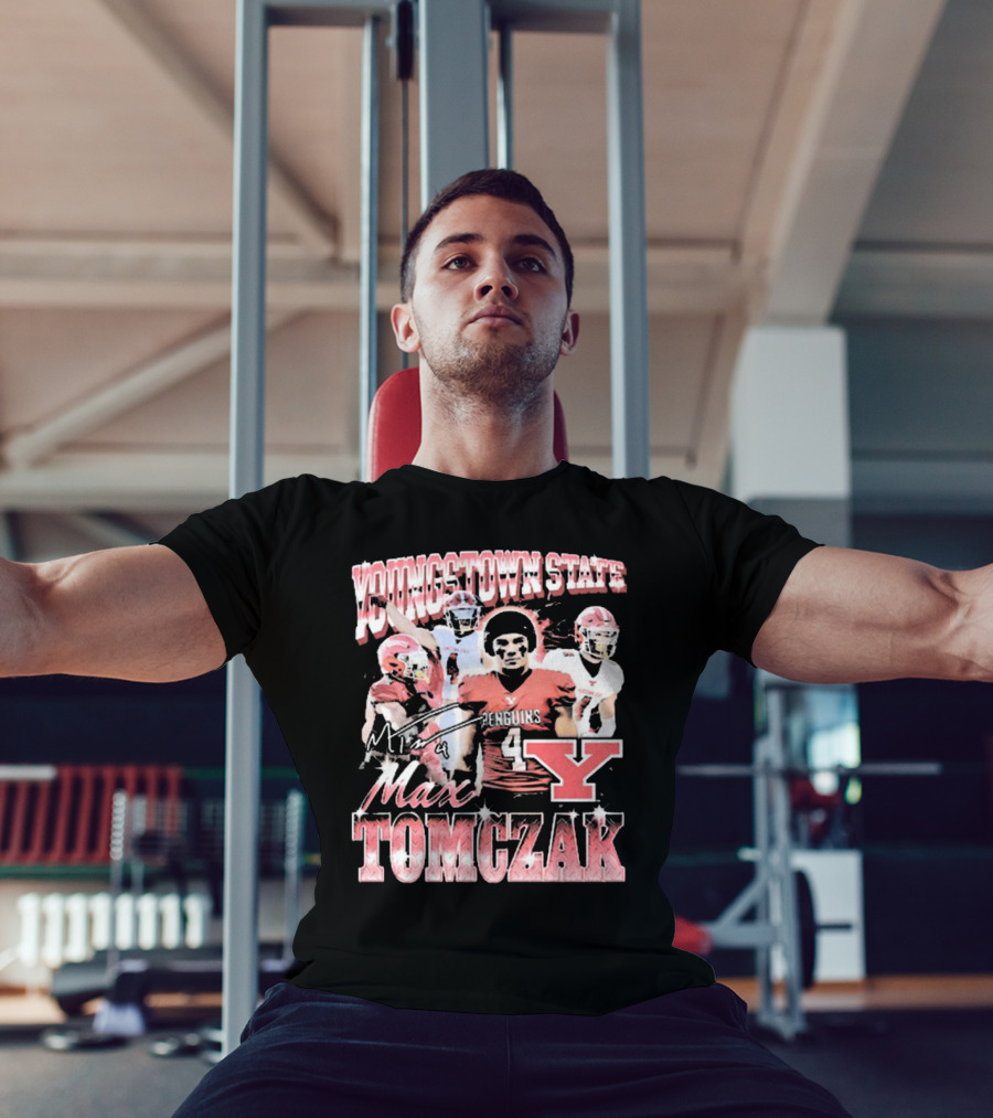 Youngstown State Penguins Max Tomczak Signature 90s Style Football T-Shirt